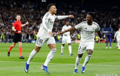 姆巴佩梅开二度，皇家马德里，6：1大胜摩纳哥